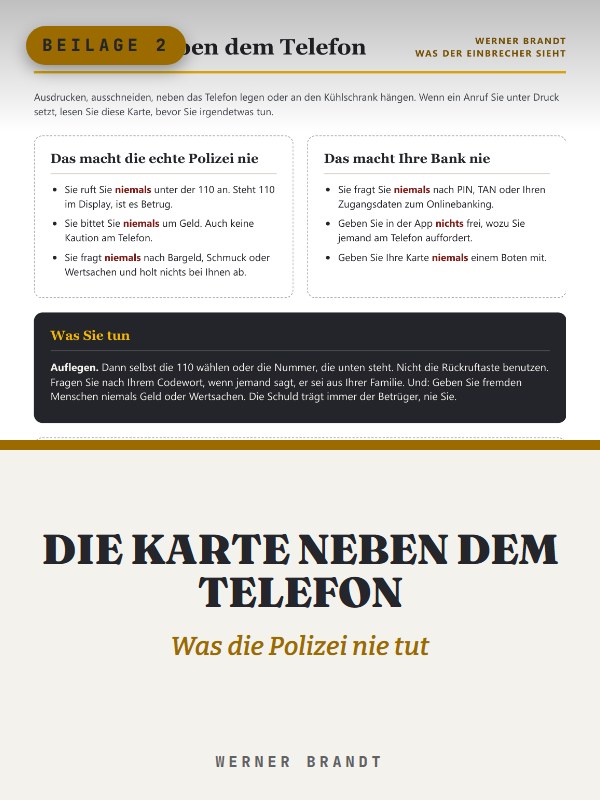 Die Karte neben dem Telefon